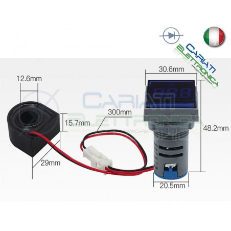 copy of Amperometro Display Amperometrico 100A Verde da Pannello 22mmGenerico