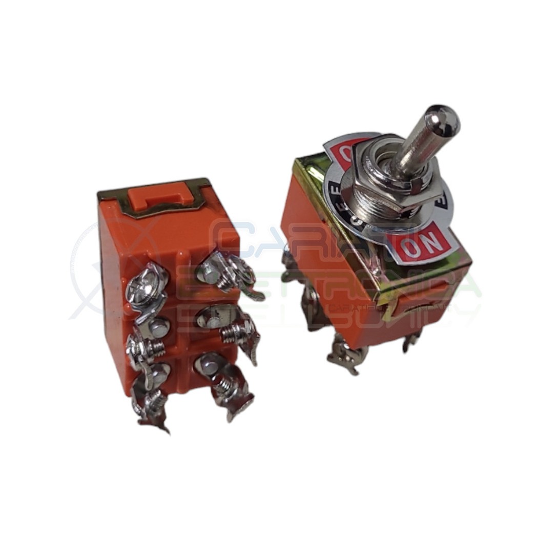 Interruttore Deviatore Bipolare a Leva DPDT ON OFF ON 15A 250V 6 Pin