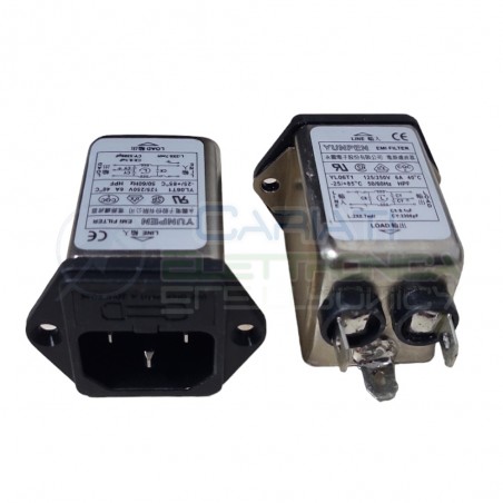 Filtro di rete 250Vac 6A YL06T1 Emi Filter con Fusibile