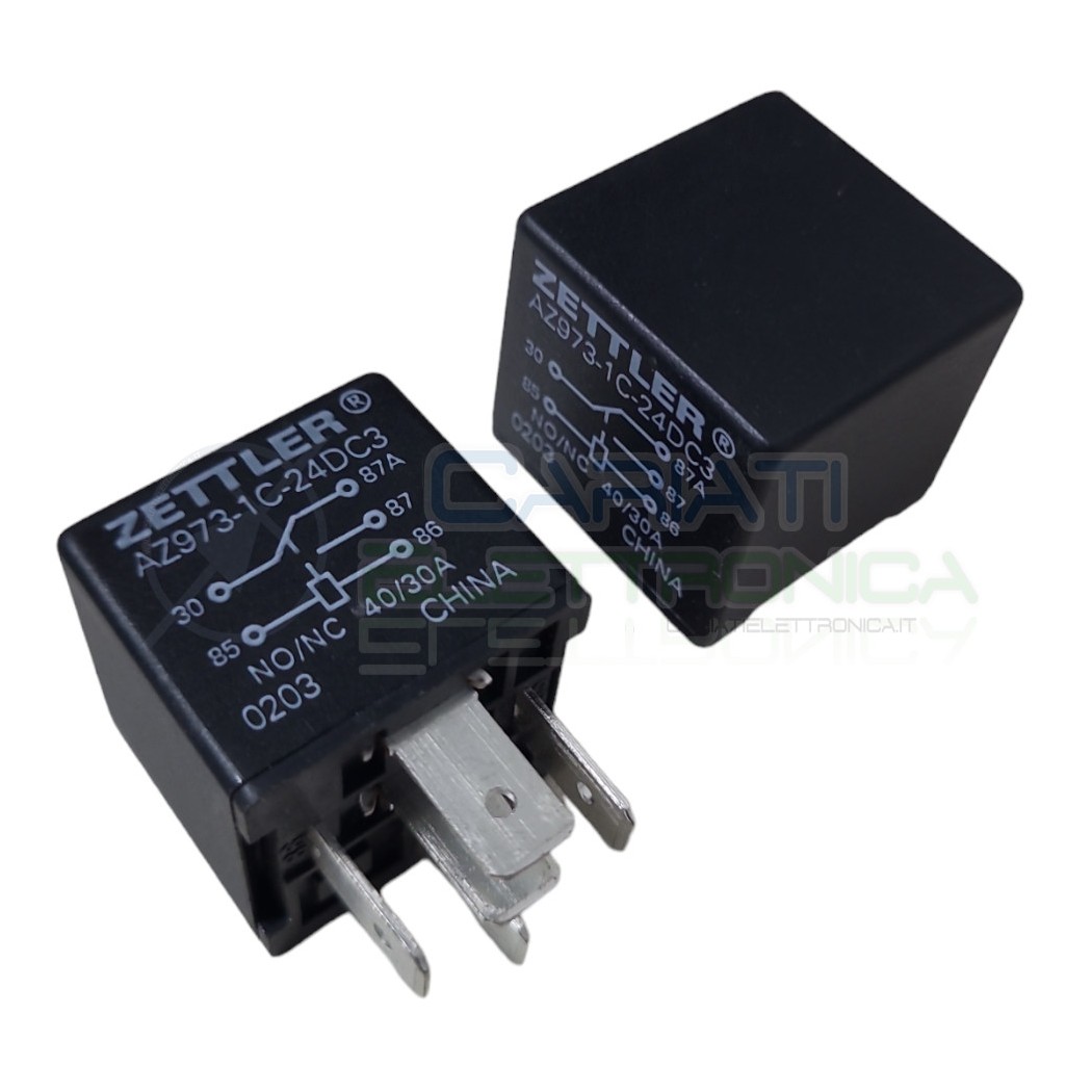 AZ973-1C-24DC3 Relè 24v 30A 40A Relay Auto Camper Universale 5 Contatti Zettler