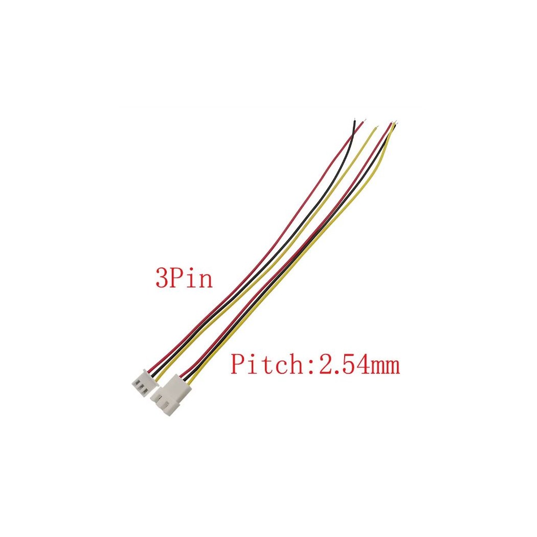 copy of 2 Set Cavo connettore Plug 3 poli JST XH passo 2.5mm con cavo 26AWG 19cmGenerico