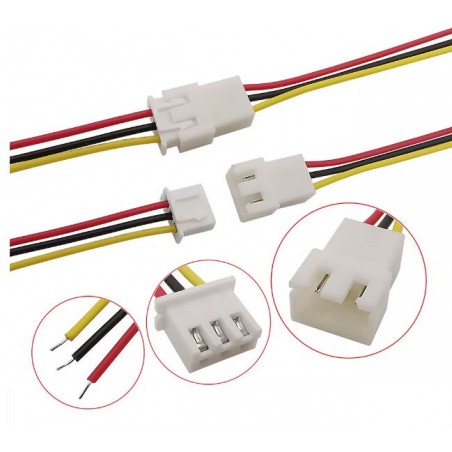 copy of 2 Set Cavo connettore Plug 3 poli JST XH passo 2.5mm con cavo 26AWG 19cmGenerico