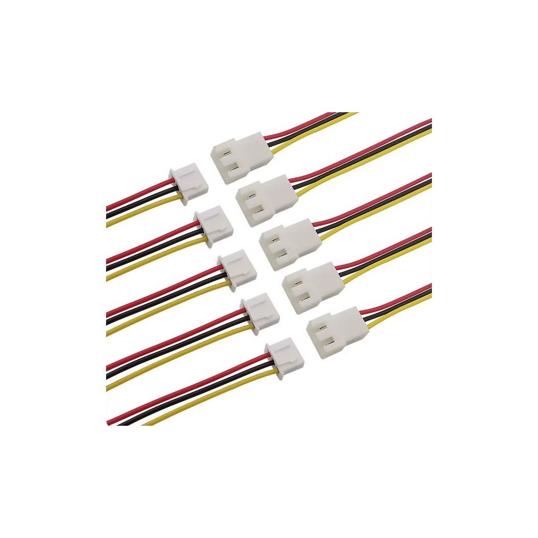 50 Cavi Connettore JST XH2.54 3 Pin – 20 Cm, 26AWG, Passo 2,54 Mm, Nero/rosso
