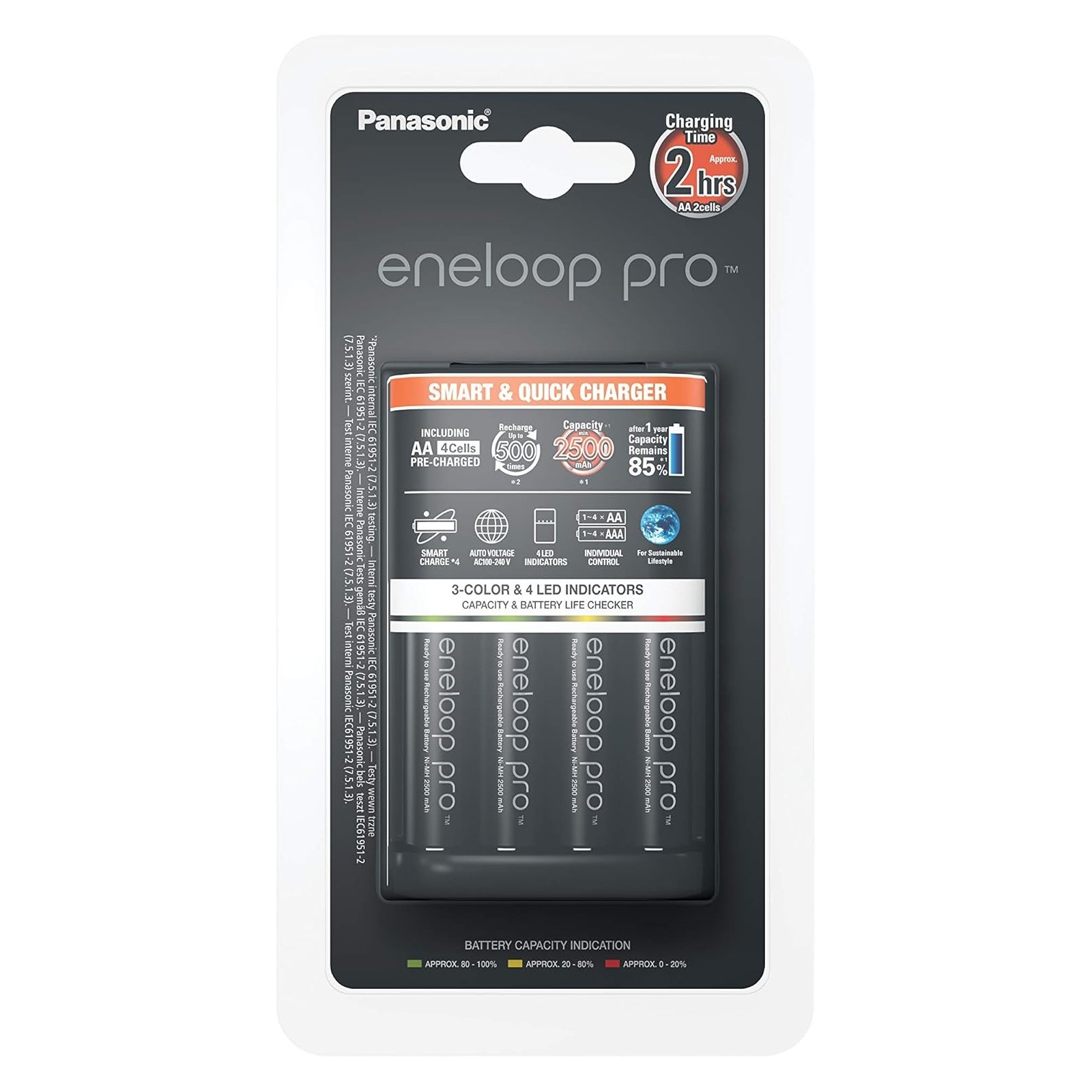Panasonic Eneloop PRO Caricabatterie Rapido BQ CC55E + 4 Pile Stilo AA 2500 mAhPanasonic