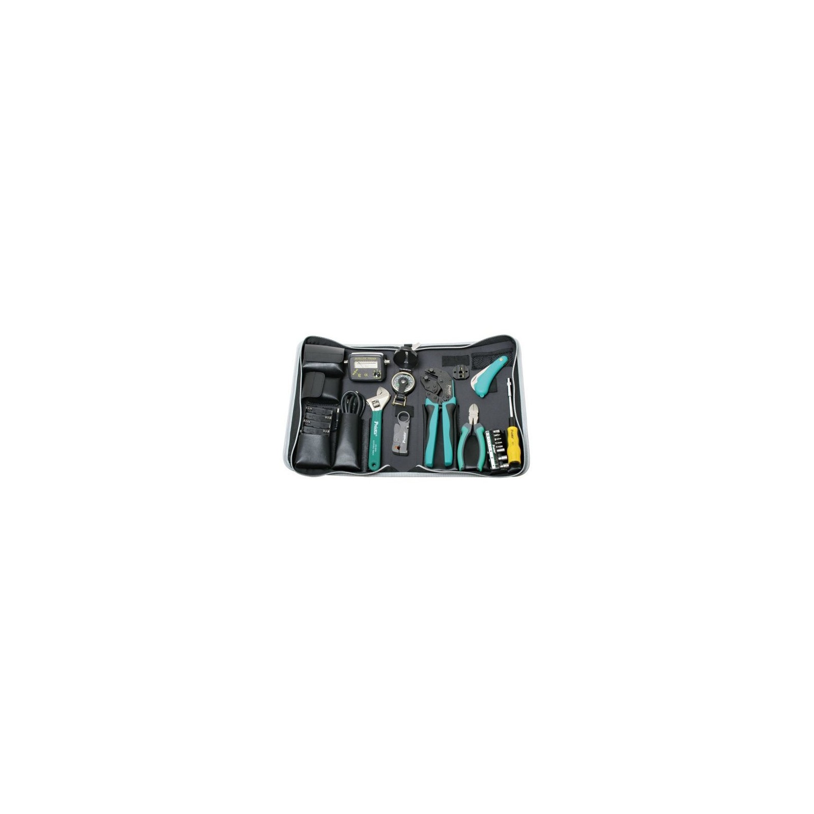 Pro'sKit PK-2097, Borsa per parabola satellitare e utensili satellitari, 18 pezzi Proskit