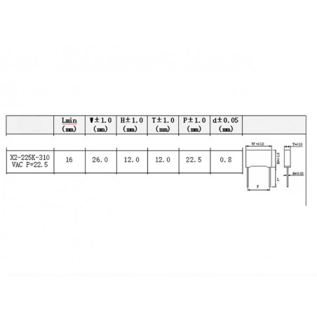 Condensatore polipropilene 2,2uF 2,2 uF 310Vac MKP X2 Passo 22,5mm 10%
