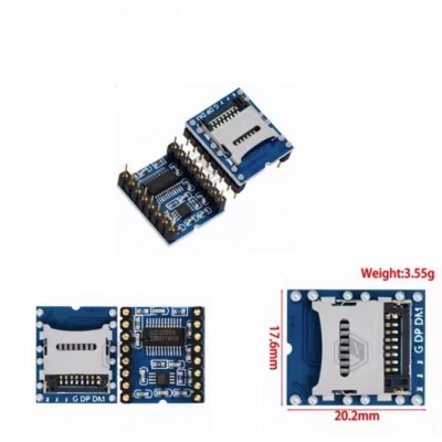 Modulo lettore audio WTV020 arduino shield musica suono 16 pin