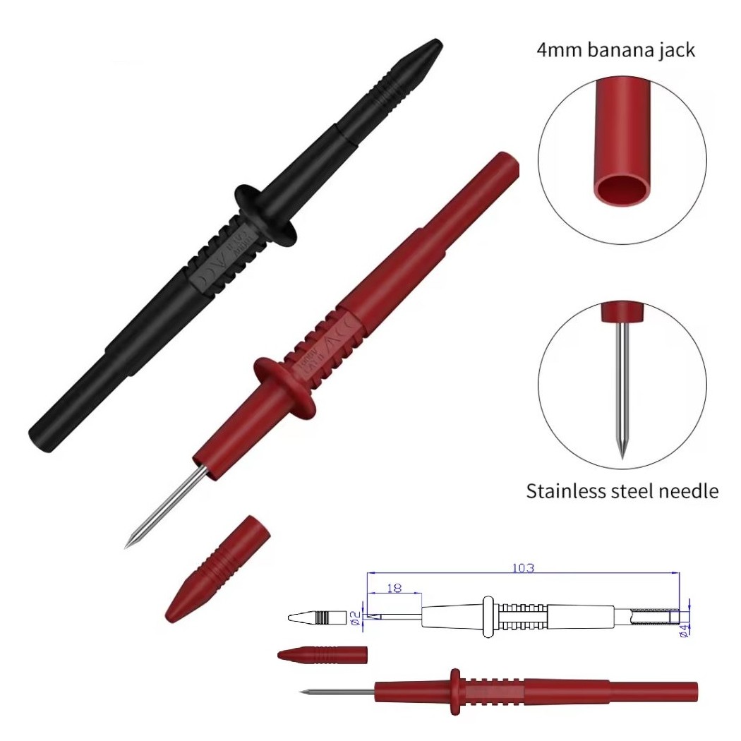 Coppia Puntali Rosso Nero per Tester CAT II 1000V Multimetro Innesto Banana 4mm