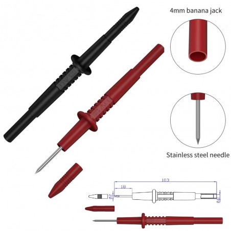 Coppia Puntali Rosso Nero per Tester CAT II 1000V Multimetro Innesto Banana 4mm