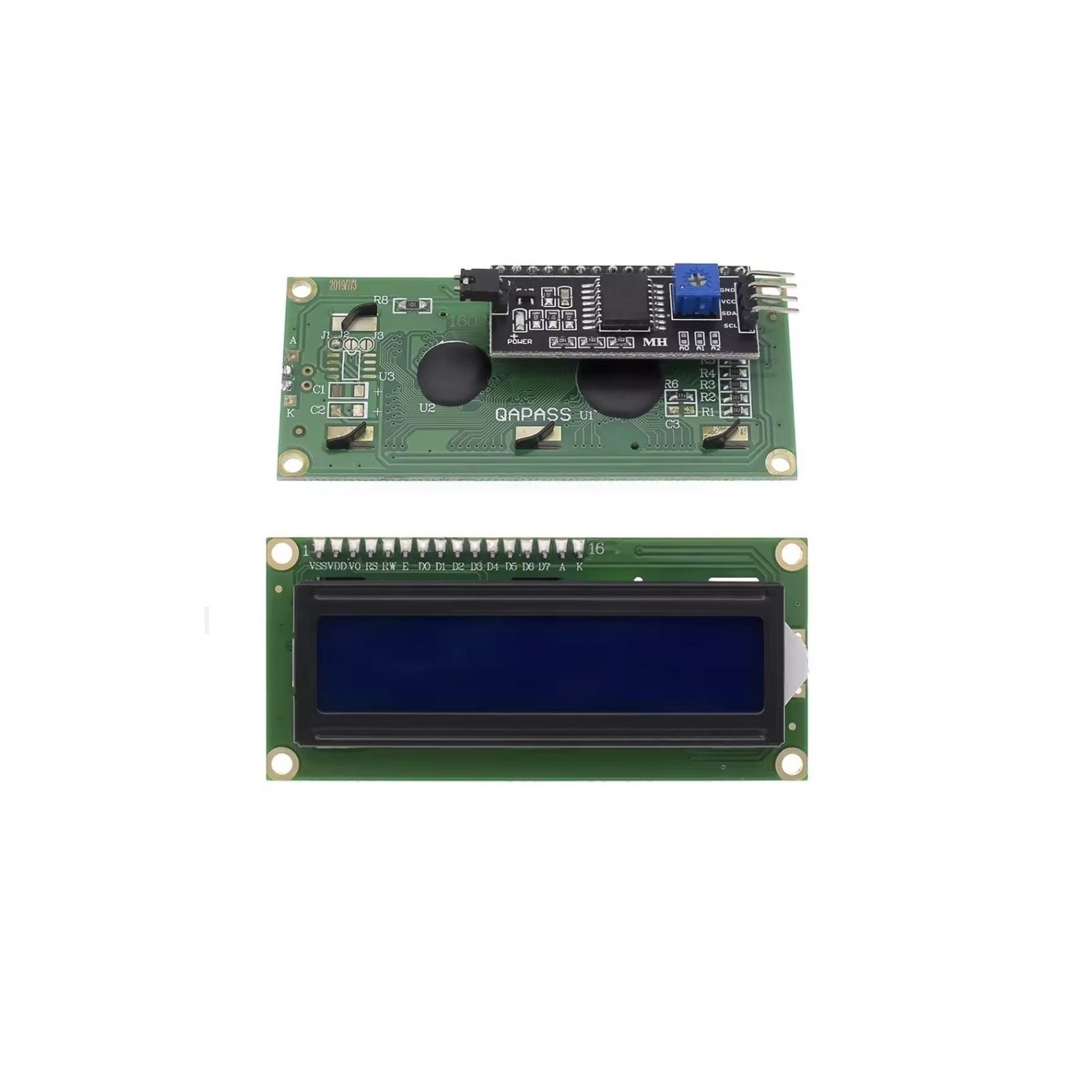 Display Lcd Character Lcm BLU 16x2 1602 + SERIALE I2C / IIC PER ARDUINOGenerico
