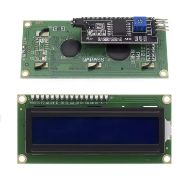 Display Lcd Character Lcm BLU 16x2 1602 + SERIALE I2C / IIC PER ARDUINOGenerico