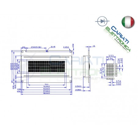 Display Lcd Lcm BLU 20x4 2004 Caratteri Comp. HD44780