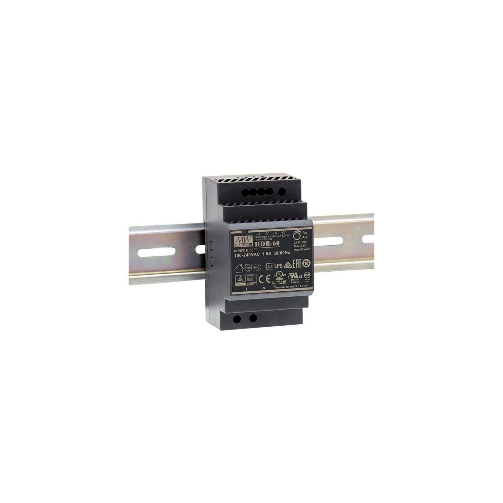 MW MEAN WELL HDR-60-12 Alimentatore DIN 60W uscita 12V 4,5A ingresso 230VacMean Well
