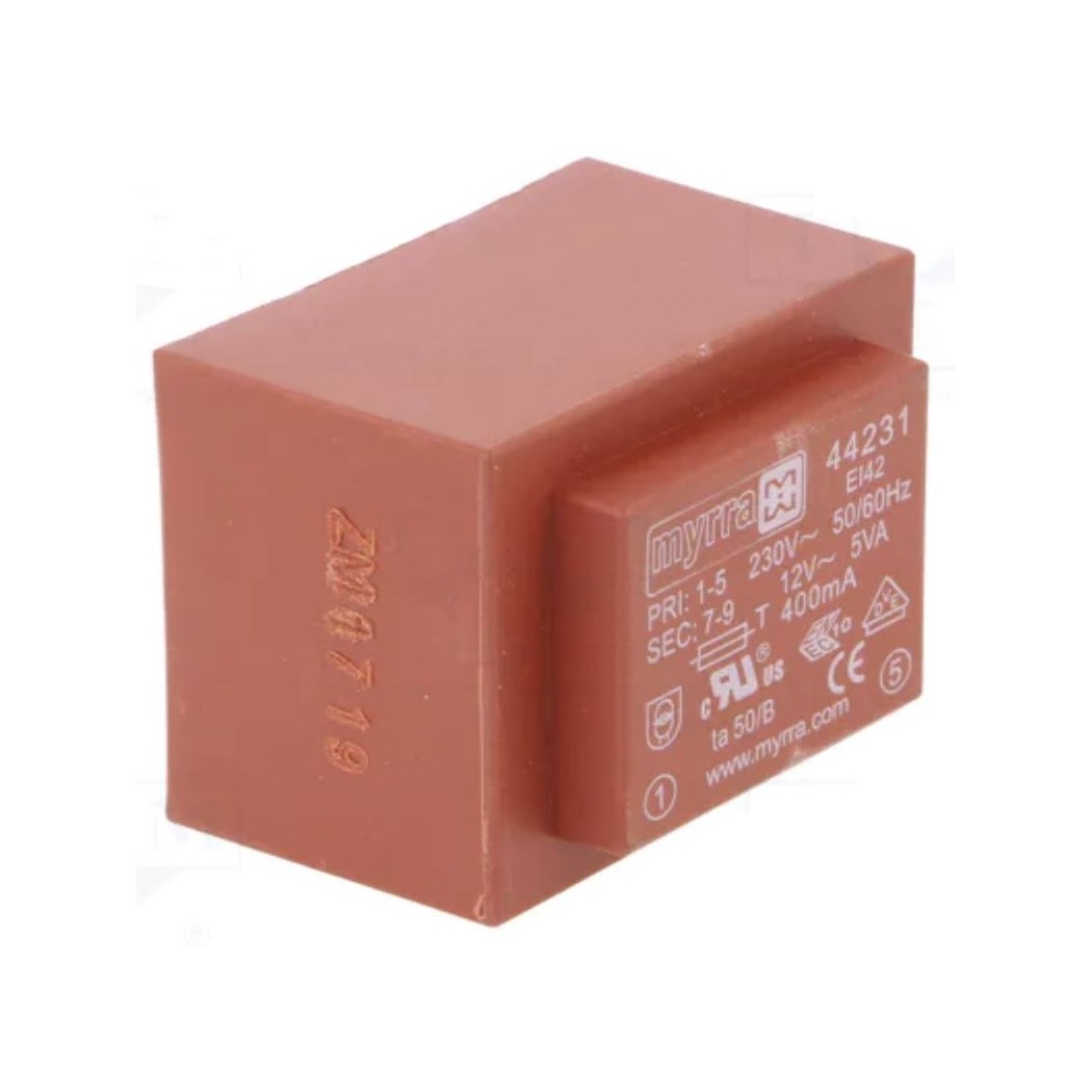 MYRRA 44231 Trasformatore incapsulato 12V 5VA Ingresso 230V Ac Uscita 12V ac myrra