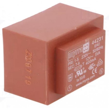 MYRRA 44231 Trasformatore incapsulato 12V 5VA Ingresso 230V Ac Uscita 12V ac myrra