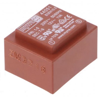 MYRRA 44051 Trasformatore incapsulato 12V 1VA Ingresso 230V Ac Uscita 12V ac myrra