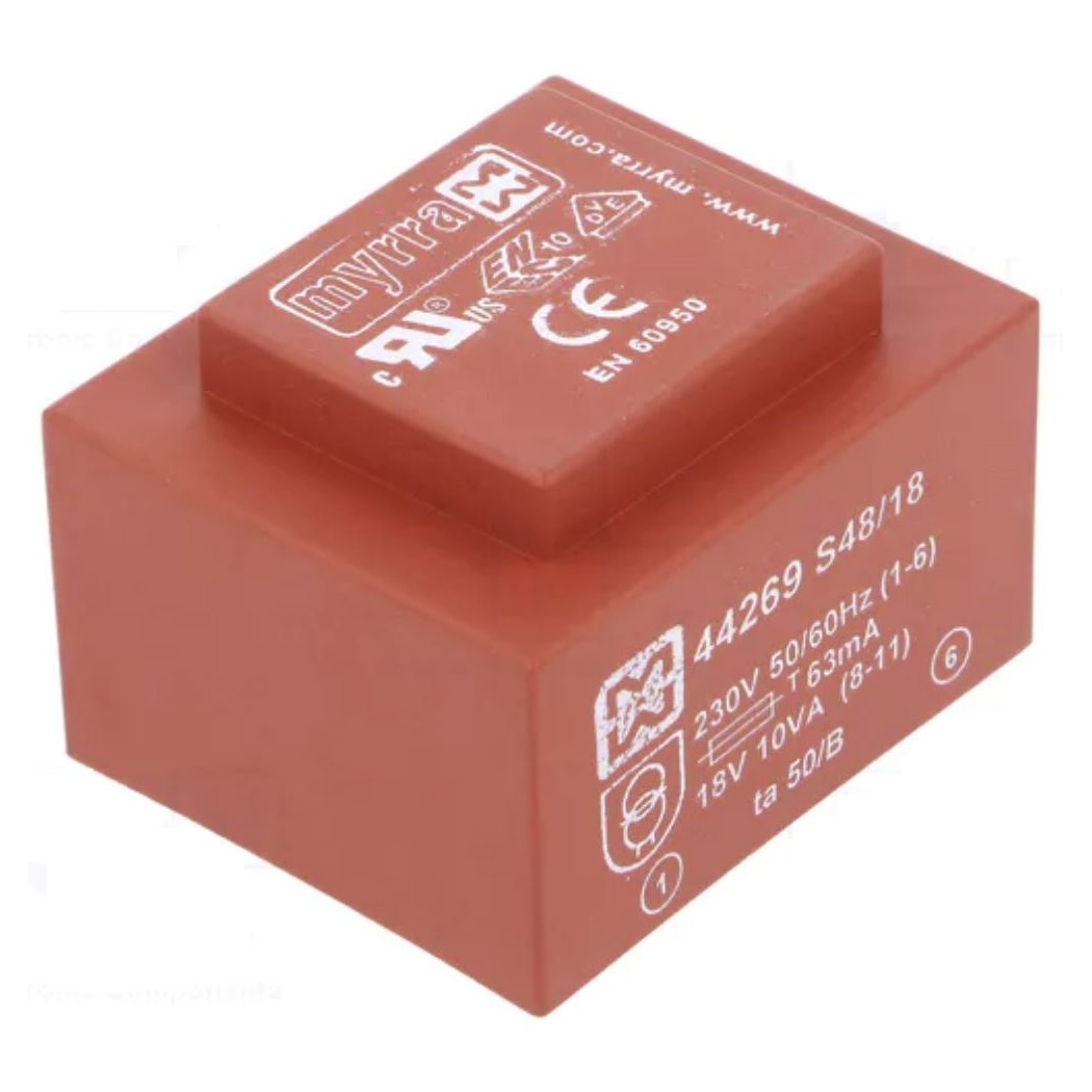 MYRRA 44269 Trasformatore incapsulato 18V 10VA Ingresso 230V Ac Uscita 18V ac myrra