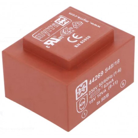 MYRRA 44269 Trasformatore incapsulato 18V 10VA Ingresso 230V Ac Uscita 18V ac myrra