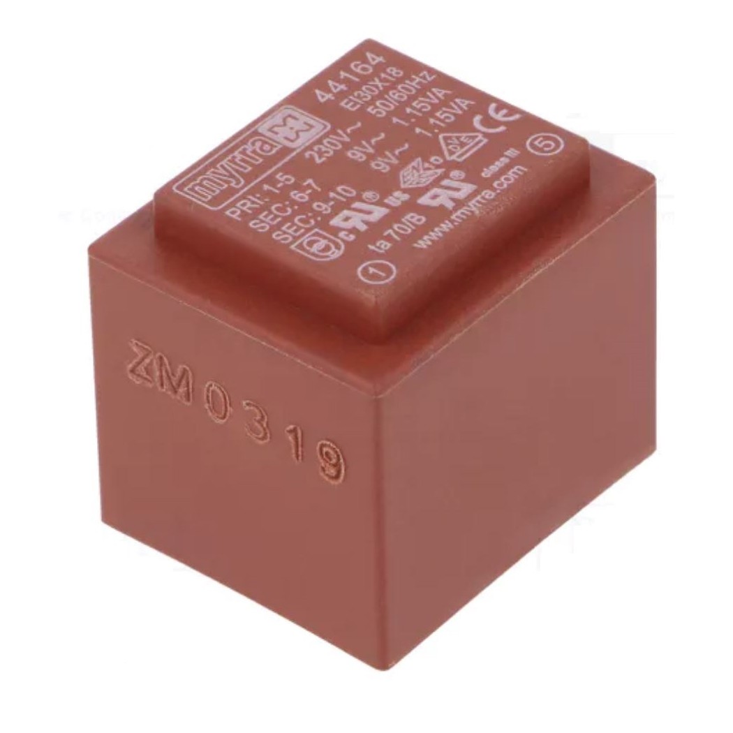 MYRRA 44164 Trasformatore incapsulato 9V 2,3VA Ingresso 230V Ac Uscita 9V ac myrra