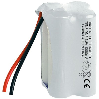 Pacco batteria Ni-Cd 4,8V 1000mAh 1Ah 4 batterie AA stilo con cavi 50 x 29 mmExtracell