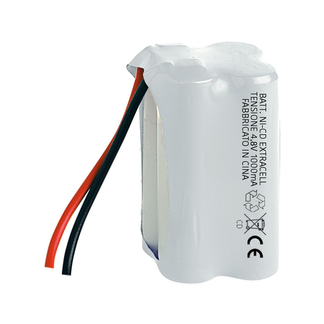 Pacco batteria Ni-Cd 4,8V 1000mAh 1Ah 4 batterie AA stilo con cavi 50 x 29 mmExtracell