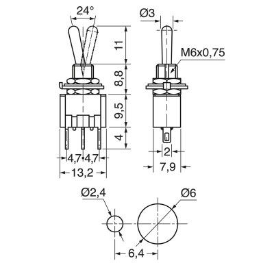Interruttore Deviatore Miniatura a Leva ON OFF 3A 250V Bilanciere Generico