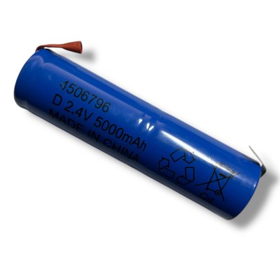 Pacco batteria Ni-Cd 2,4 V 5000mAh 5Ah 2 batterie D torcia saldare 118x32mm