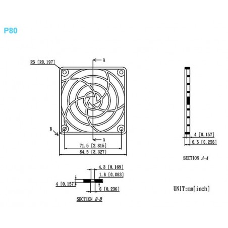 P80 GRIGLIA DI PROTEZIONE PER VENTOLA 84 X 84 mm computer case