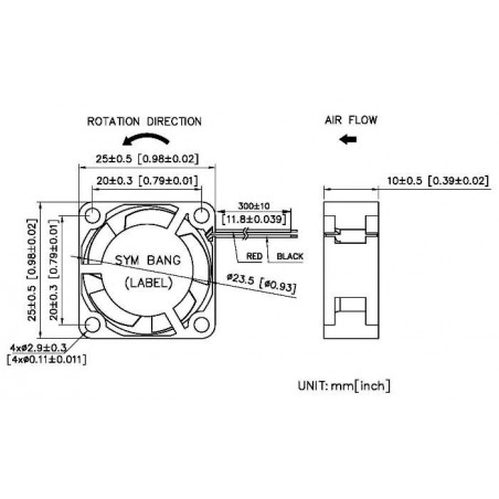 D2510V12HB Ventola Sym Bang 25 x 25 x 10 12V 0.13A DC BRUSHLESS FAN MOTOR Dissipazione VentilazioneSym Bang
