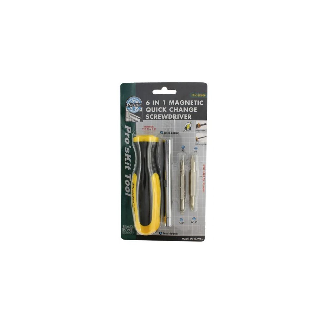 PROSKIT 1PK-S006 Cacciavite magnetico a cambio rapido 6 in 1Proskit