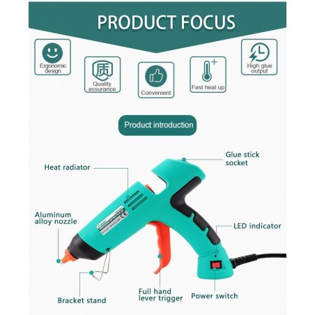 PROSKIT GK-390B Pistola per colla a caldo professionale 80W / 150ºC Grande portata Riscaldamento rapido