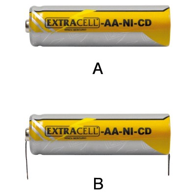 Batteria 1,2V AA Stilo 700mAh Ricaricabile NiCd 1,2 Volt con terminali a saldare Extracell