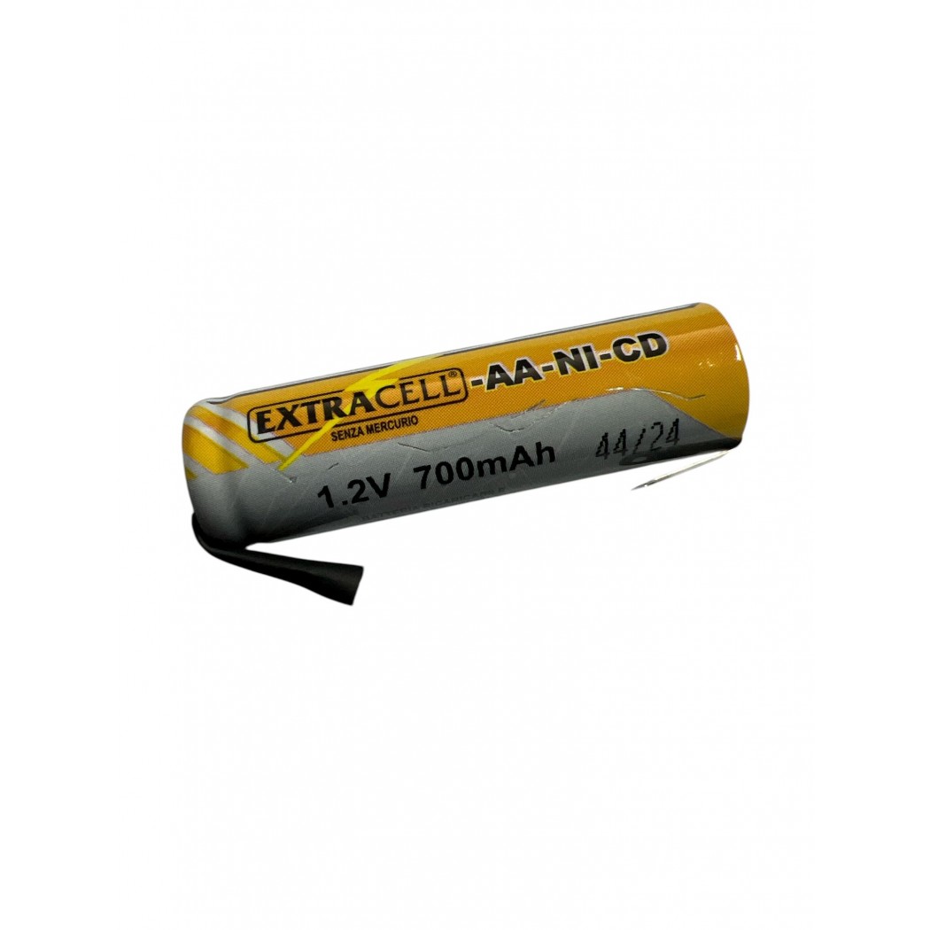 Batteria 1,2V AA Stilo 700mAh Ricaricabile NiCd 1,2 Volt con terminali a saldare Extracell