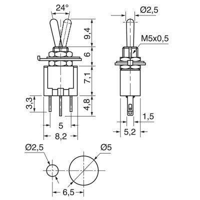 Interruttore Deviatore a Leva ON ON 3A 125V