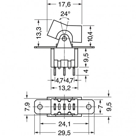DEVIATORE MINIATURA ON - ON 1 SCAMBIO 2 POS. STANDARD 6A 125VElcart