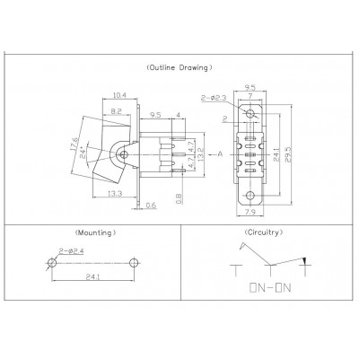 DEVIATORE MINIATURA ON - ON 1 SCAMBIO 2 POS. STANDARD 6A 125VElcart