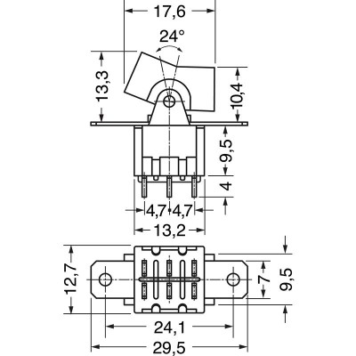 DEVIATORE MINIATURA ON - ON 2 SCAMBI 2 POS. STANDARD 6A 125VElcart