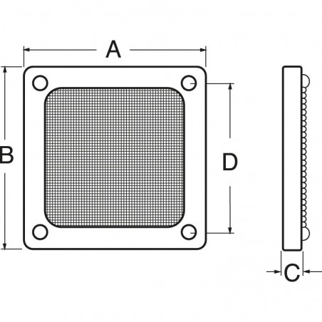 FILTRO ARIA IN ALLUMINIO 80 x 80 mm
