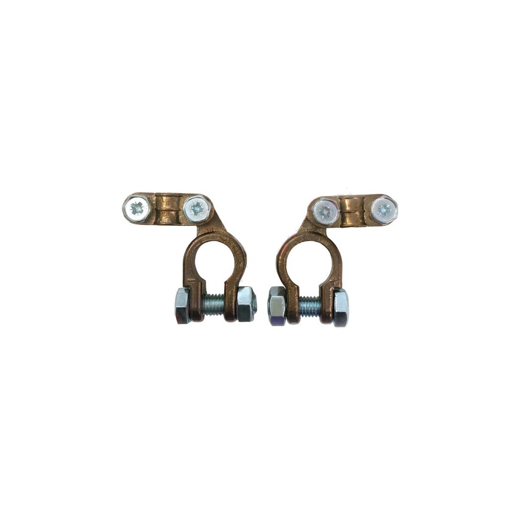 COPPIA MORSETTO PER BATTERIA AUTO POLO POSITIVO + NEGATIVO