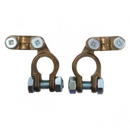 COPPIA MORSETTO PER BATTERIA AUTO POLO POSITIVO + NEGATIVO