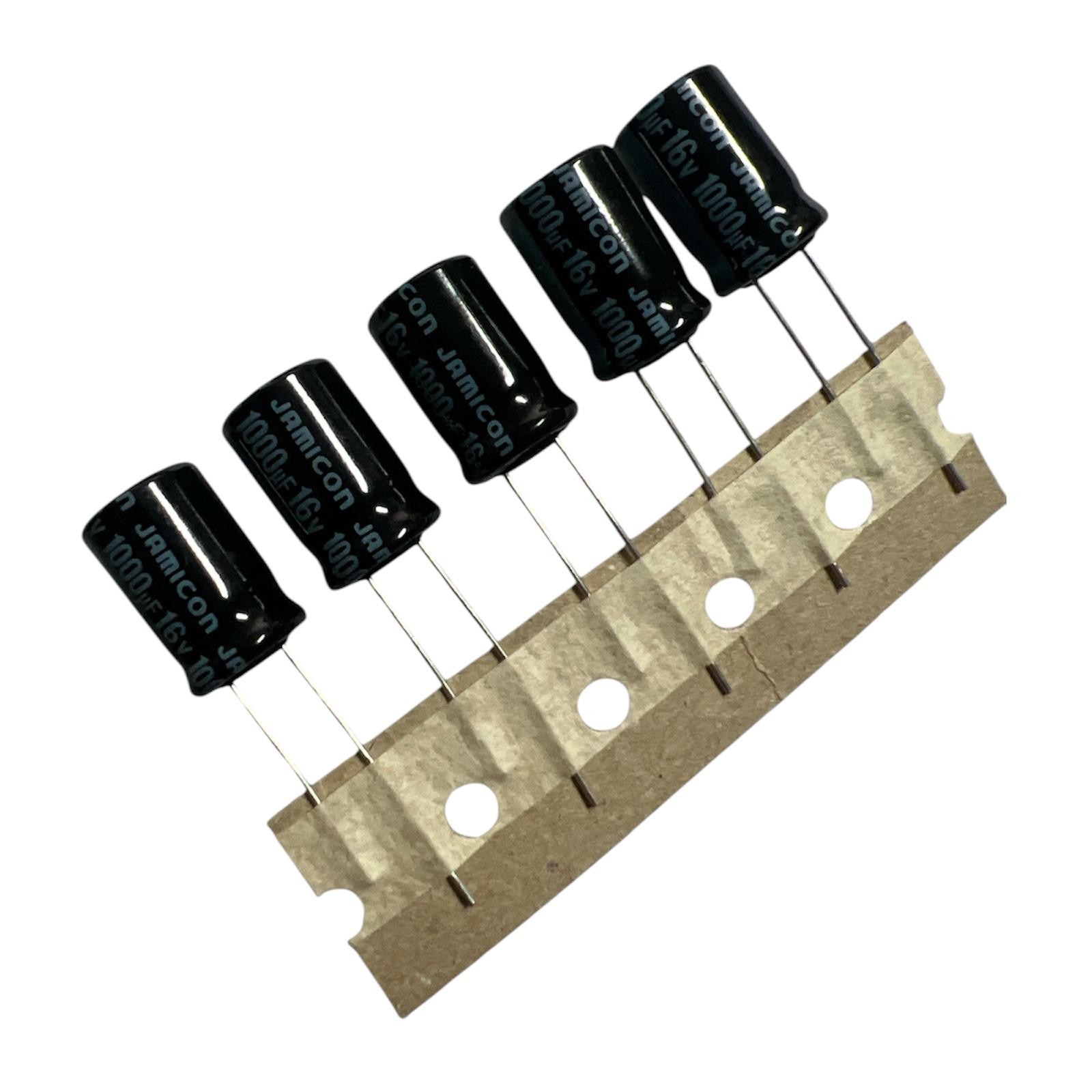 5 Pezzi JAMICON 1000 uF 16V 105° Condensatore Elettrolitico 1000uF 10X16 mm Passo 5mm Jamicon