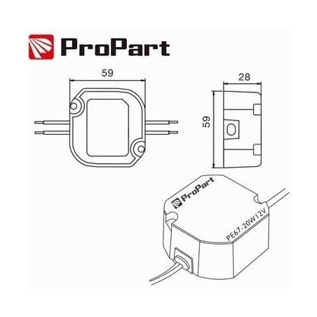 ProPart Alimentatore IP67 Stagno Per Lampade/Strisce Led 24v Dc 20W 0.83A Propart