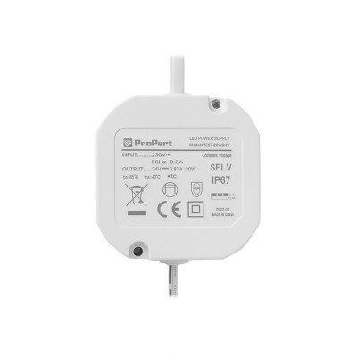ProPart Alimentatore IP67 Stagno Per Lampade/Strisce Led 24v Dc 20W 0.83A Propart