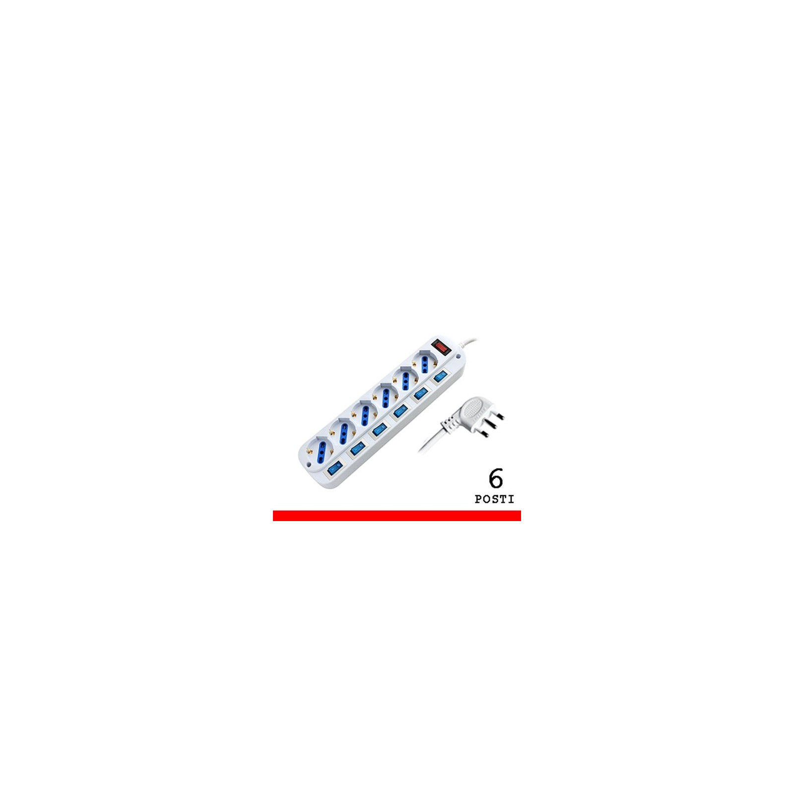 Multipresa 6 posti ProPart - 6 prese 10/16A bipasso/schuko 2P+T con 2 fori di montaggioPropart