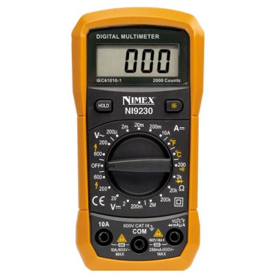 ART. 09/09230-00 MULTIMETRO DIGITALE CON DISPLAY 3 1/2 DGT CAT III 600V MULTIMETRO DIG. 3 1/2 DIG.NI9230 NIMEX Nimex