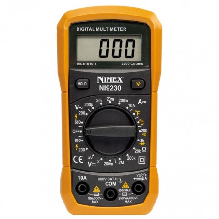ART. 09/09230-00 MULTIMETRO DIGITALE CON DISPLAY 3 1/2 DGT CAT III 600V MULTIMETRO DIG. 3 1/2 DIG.NI9230 NIMEX Nimex