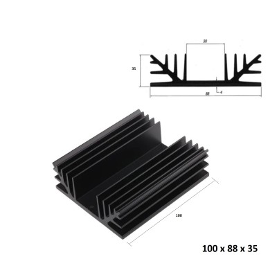 Dissipatore 100 x 88 x 35 Aletta Raffreddamento Alluminio Transistor Chip