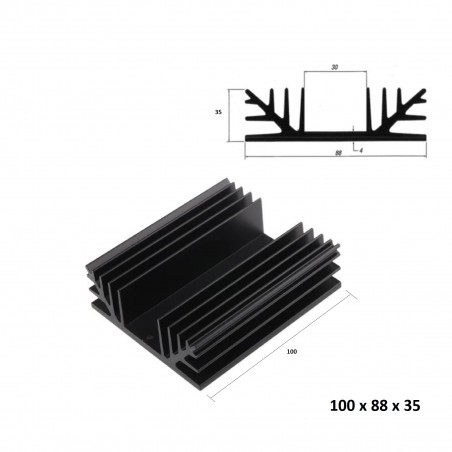 Dissipatore 100 x 88 x 35 Aletta Raffreddamento Alluminio Transistor Chip