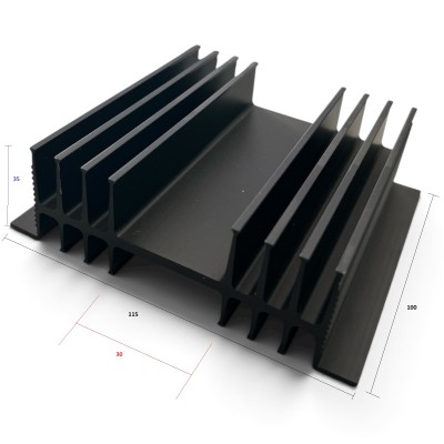 Dissipatore 115 x 100 x 35 Aletta Raffreddamento Alluminio Transistor Chip