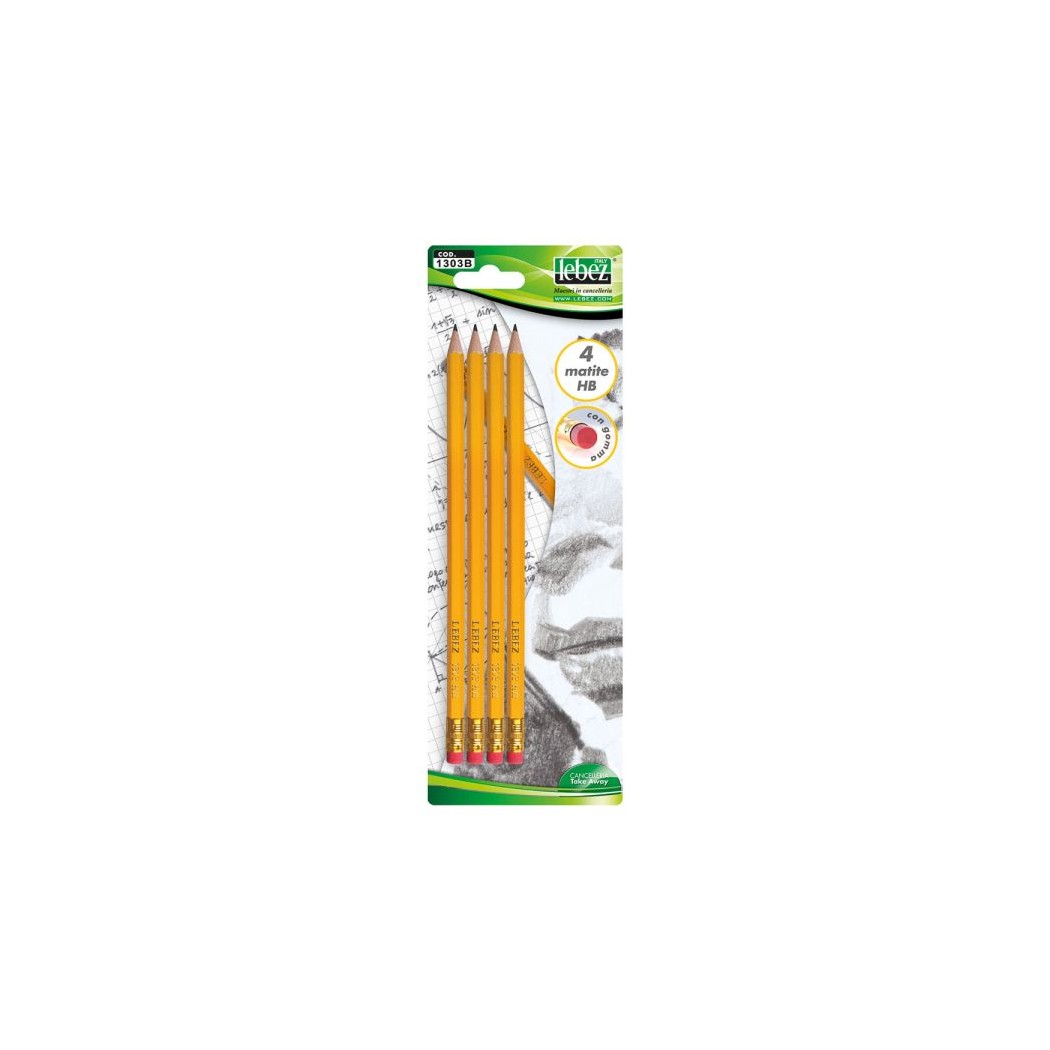 LEBEZ MATITA CON GOMMA 4 pezzi COD. 1303BGenerico